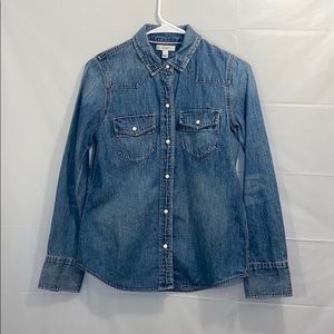 J. Crew Jean Button Up Long Sleeve Top